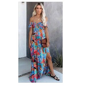 Vici Multicolor Floral Off-Shoulder Dress